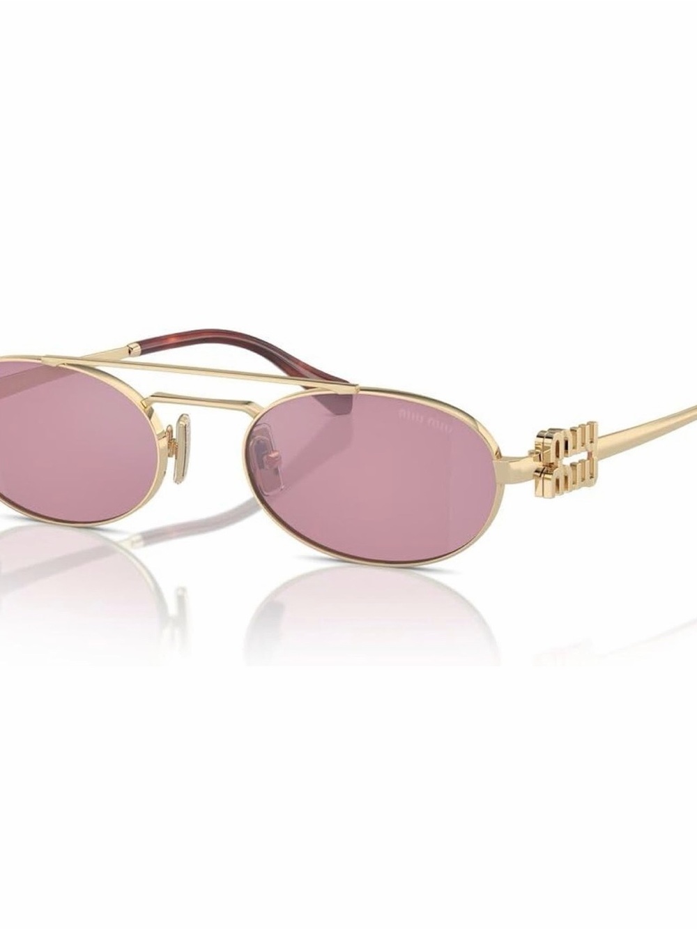 Miu Miu Gold Frame Sunglasses with Pink Lenses